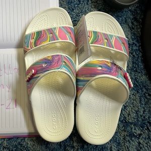 Tie dye double strap crocs m9 w11